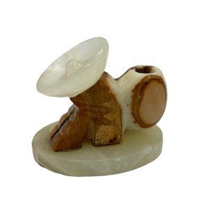 Vintage Siesta Sleeping Man Toothpick Holder Stone Onyx Marble 3.5x2x2.5